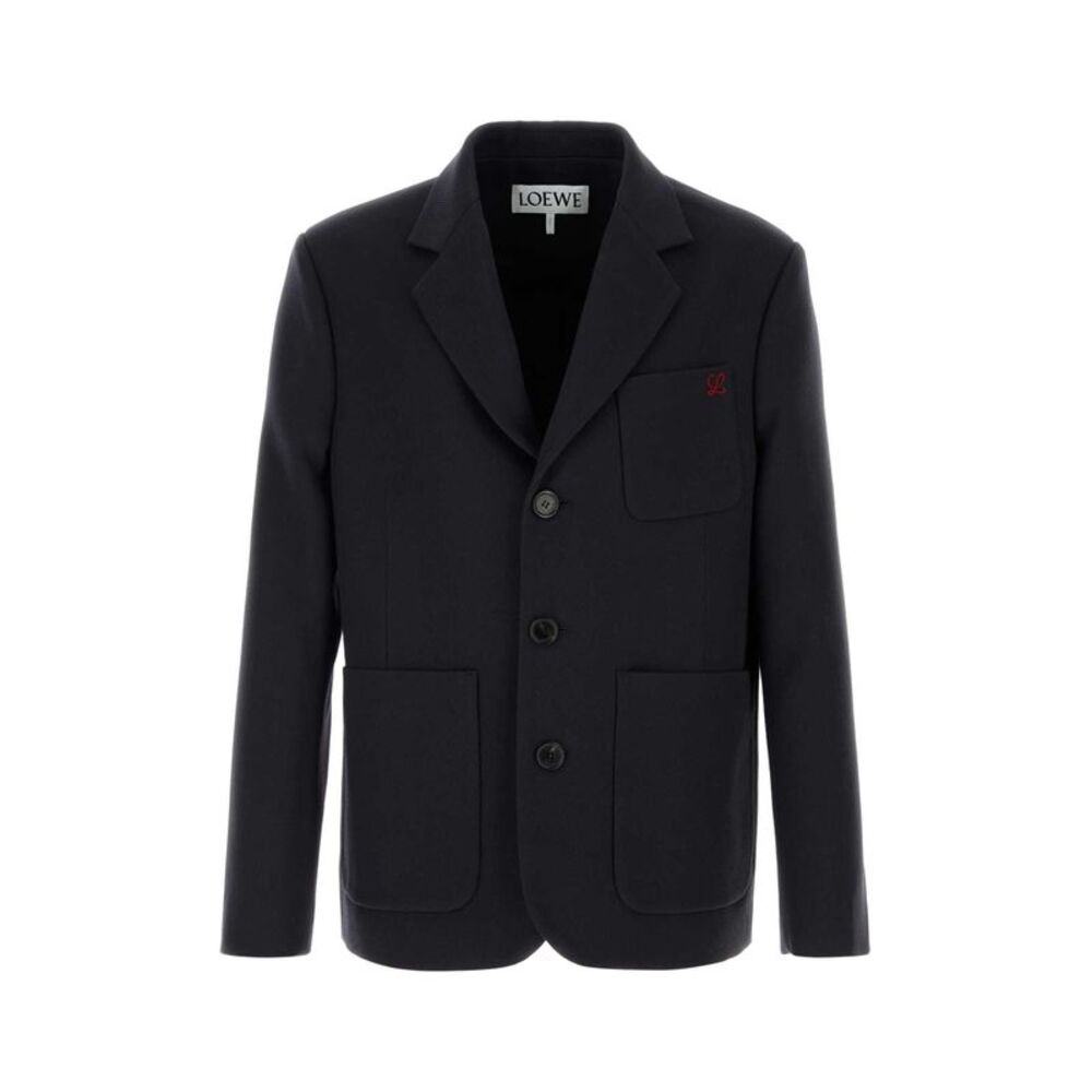 Loewe Men Navy Blue Wool Blazer